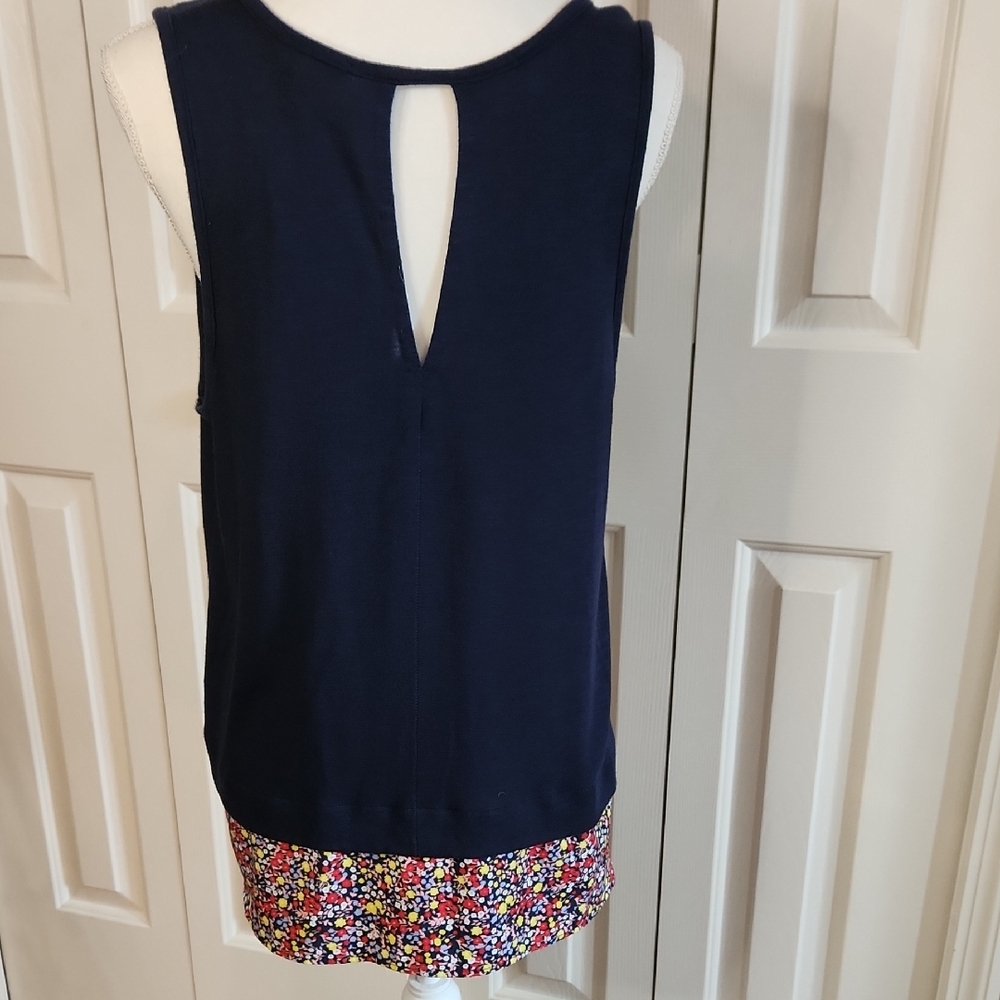 J. Crew Asymmetrical Blue and Red Tank Top - Picture 6 of 11